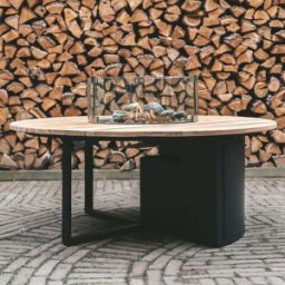Cosi - Cosiloft 120 Black and Teak Round Fire Pit
