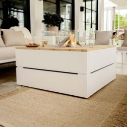Cosi - Cosipure 100 White and Teak Square Fire Pit