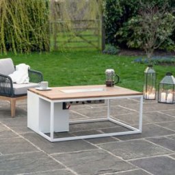Cosi - Cosiloft 120 White and Teak Fire Pit Table