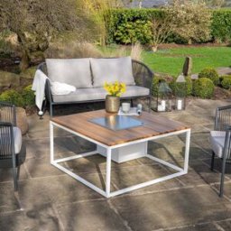 Cosi - Cosiloft 100 White and Teak Fire Pit Table