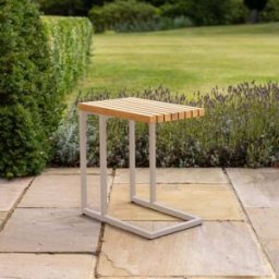 Harbour Lifestyle Cube Side Table with Teak Top in Latte