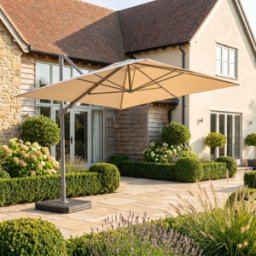 Harbour Lifestyle Hera 2.7m Square Cantilever Parasol with LED Lighting in Beige