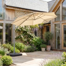Harbour Lifestyle Hera 3m Round Cantilever Parasol with LED Lighting in Beige