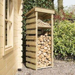 Rowlinson Garden Products 2x2 Rowlinson Narrow Log Store with Shelf