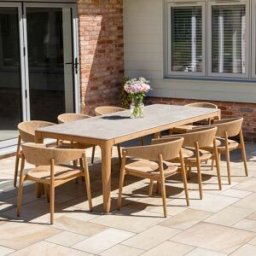 Harbour Lifestyle Lucca 8 Seat Dining Set with Ceramic Top Table in Natural Weave