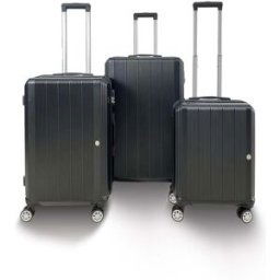 Qubed Parallel 3 Piece Suitcase Set - Black