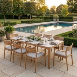 Harbour Lifestyle Siena 8 Seat Dining Set with Ceramic Top Table in Fawn