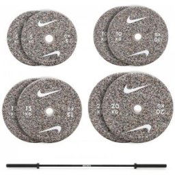 nikestrength Nike Strength 100kg Grind Bumper Set with 15kg Barbell - Black