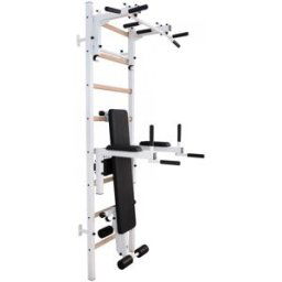 BenchK 200 White + Steel Pull Up Bar/BB Holder + Dip Bar + Bench
