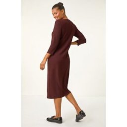 Roman Textured V-Neck Stretch A-Line Dress 12 female