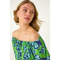 Roman Floral Print Bardot Stretch Top 20 female