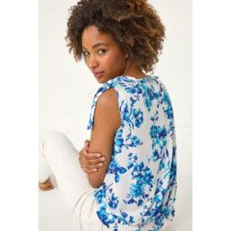 Roman Floral Print Bow Detail Stretch Top 12 female