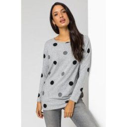 Roman Polka Dot Blouson Long Sleeve Jersey Tunic Top 14 female