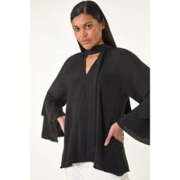 Roman Frilled Sleeve Tie Front Top 16 female