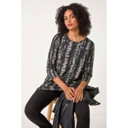 Roman Abstract Print Tunic Pocket Stretch Top 16 female