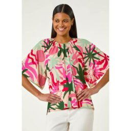 Roman Printed Raglan Sleeve Stretch Top 10 female