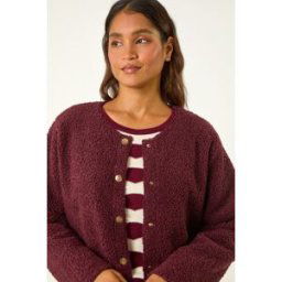 Roman Collarless Contrast Button Knit Jacket 18 female