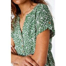 Roman Abstract Print Button Detail V-Neck Top 10 female
