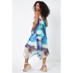 Roman Petite Sleeveless Tie Dye Midi Dress 8 female