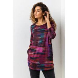 Roman Abstract Print Pocket Top with Snood 20 female