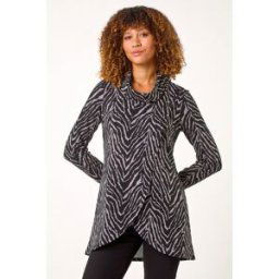 Roman Animal Print Cowl Neck Tunic Top 14 female