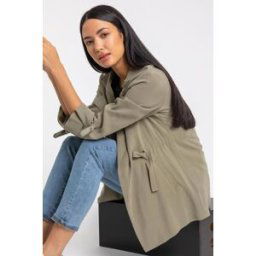 Roman Tie Waist Longline Jacket 16 female