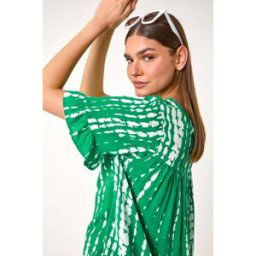Roman Tie Dye Dipped Hem Frill Detail Top 10 female