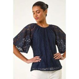 Roman Lace Angel Sleeve Top 18 female