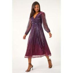 Roman Ombre Plisse Tie Wrap Dress 10 female