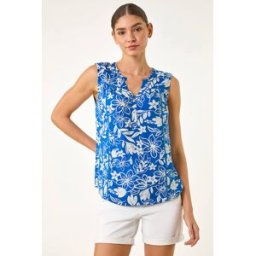Roman Floral Print V-Neck Vest Top 16 female