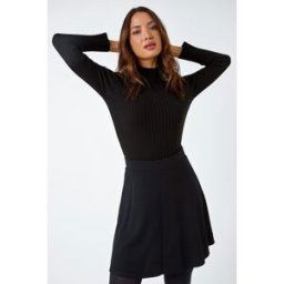 Roman Elastic Waist Stretch A Line Skater Skirt 18 female