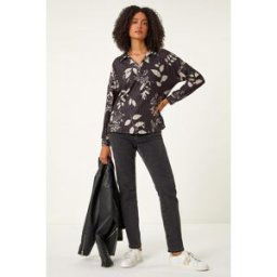 Roman Mono Floral Collared Top 12 female