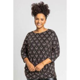 Roman Curve Glitter Print Blouson Top 30-32 female