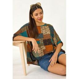 Roman Paisley Patchwork Print Woven Top 12 female