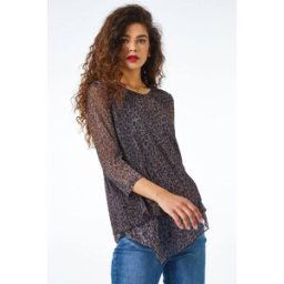 Roman Metallic Animal Print Asymmetric Top 10 female