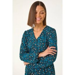 Roman Abstract Printed V-Neck Tunic Top 14 female