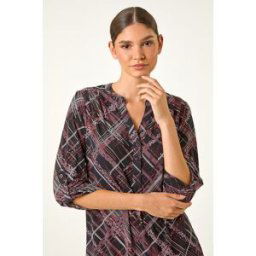 Roman Textured Linear Print Stretch Top 16 female