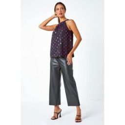 Roman Metallic Polka Dot Print Halterneck Top 20 female