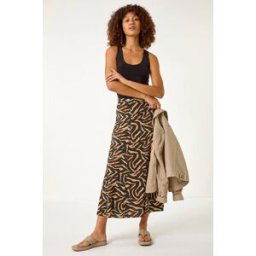 Roman Abstract Animal Print A-Line Skirt 20 female