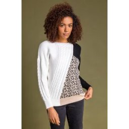 Roman Colourblock Animal Print Jumper 20 female