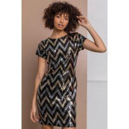Dusk Zig Zag Sequin Dress 8 female
