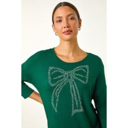 Roman Hotfix Embellished Bow Top 10 female
