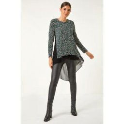 Roman Ditsy Spot Print Chiffon Hem Tunic Top 20 female