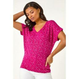 Roman Foil Print V-Neck Knitted Top 14 female