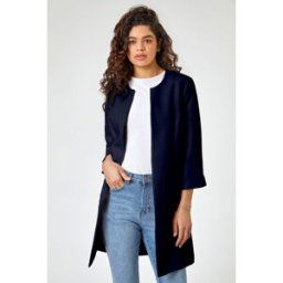 Roman 3/4 Sleeve Textured Longline Jacket 14 female