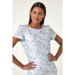 Roman Textured Floral Print Stretch Top 20 female