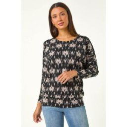 Roman Abstract Print Round Neck Top 16 female