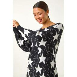 Roman Star Print Long Sleeve Knit Jumper one size female