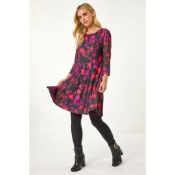 Roman Petite Abstract Print Seam Detail Dress 8 female