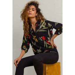 Roman Floral Print Notch Neck Top 12 female